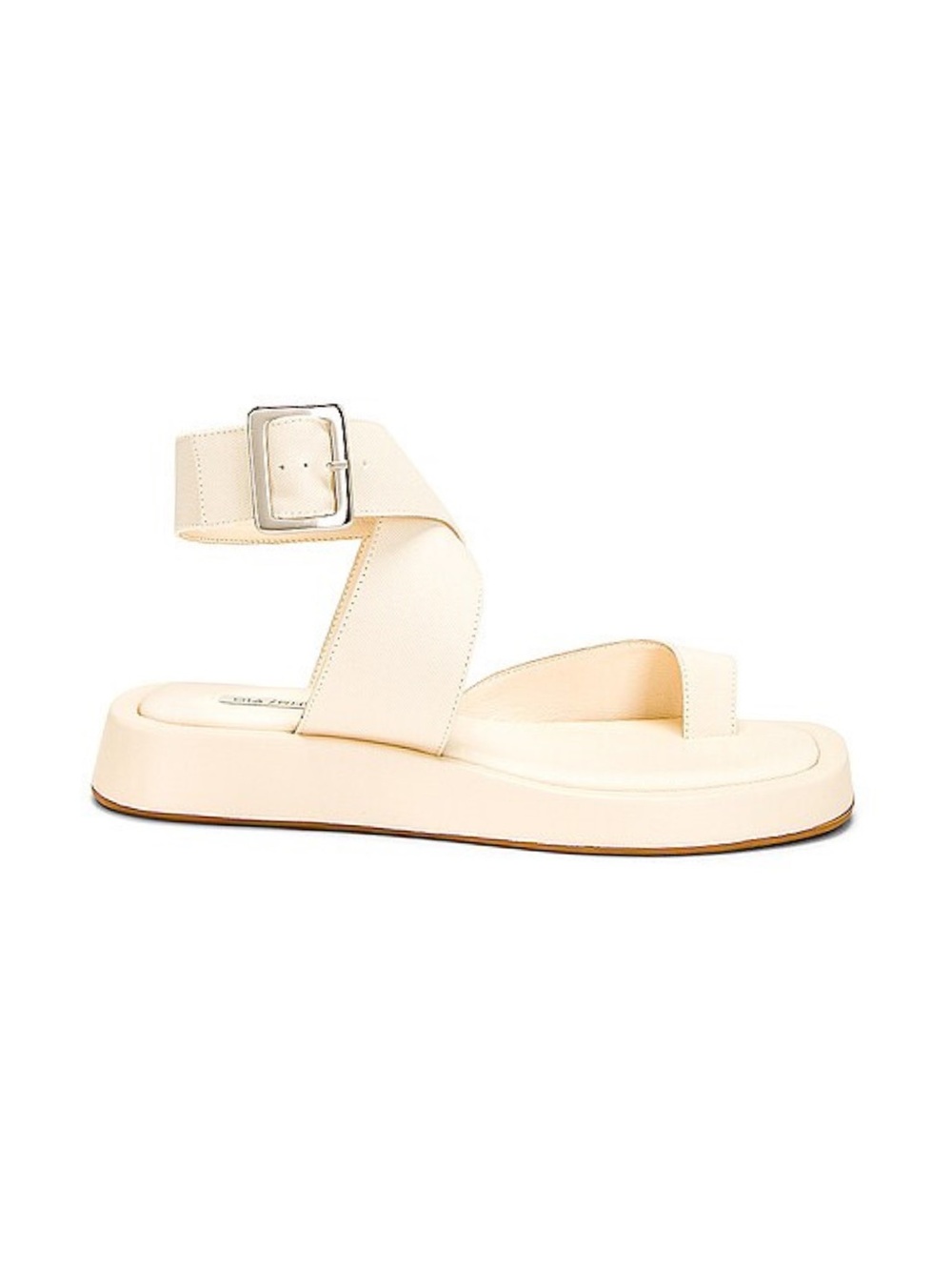 Gia Borghini x RHW Cream Ankle-Strap Flat Sandal - Picture 7 of 8